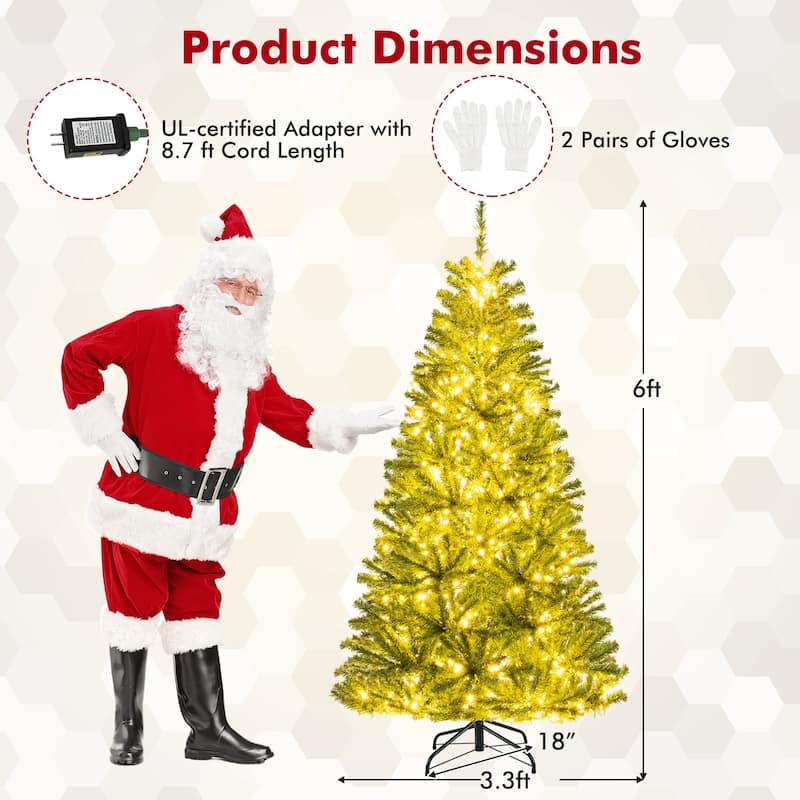 Gymax 6 FT Pre-Lit Artificial Christmas Tree w/ Remote Control