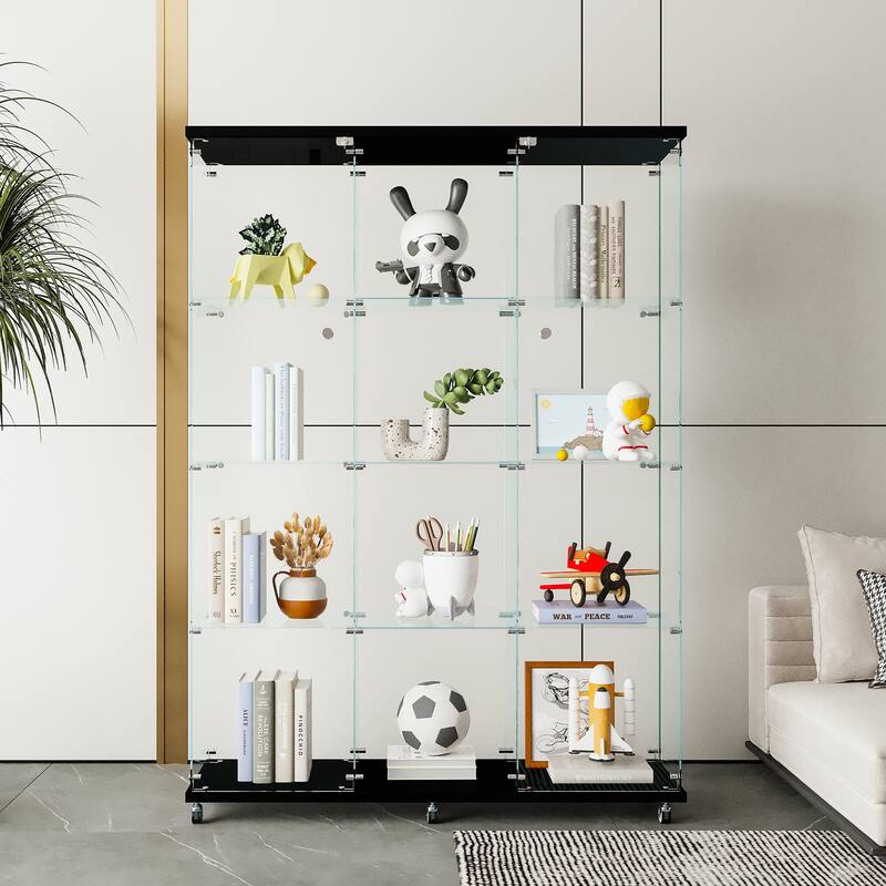 Glass Display Cabinet with 4 Shelves Extra Large, Curio Cabinets for Living Room