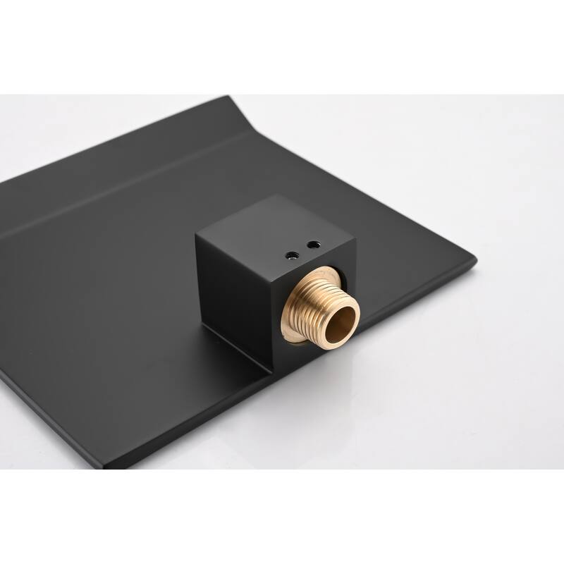 Modern Single Handle Wall Mounted Waterfall Bathroom Bathtub Sink Faucet with Rough Valve and High Flow Filler, Splash Proof