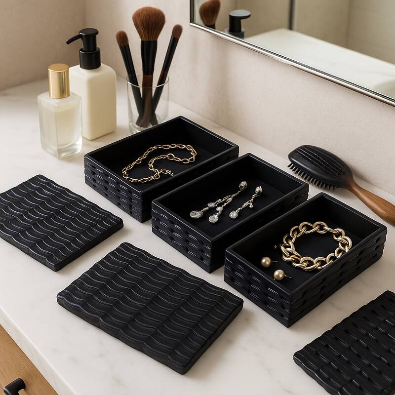 Decorative Box Set with Lid - Set of 3, 12", 11", 10", Blue - 12.0"