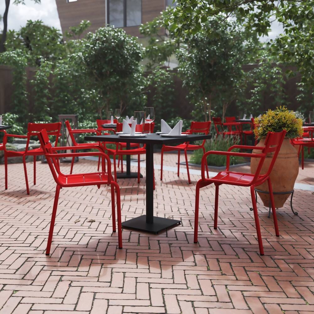 2PK Modern Commercial Grade 2 Slat Indoor/Outdoor Steel Stack Chairs