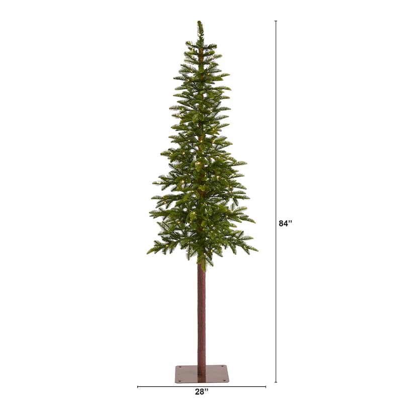 7ft. Alpine Artificial Christmas Tree with 150 Clear Microdot Multifunction LED Lights - Slim Festive X-Mas Tree