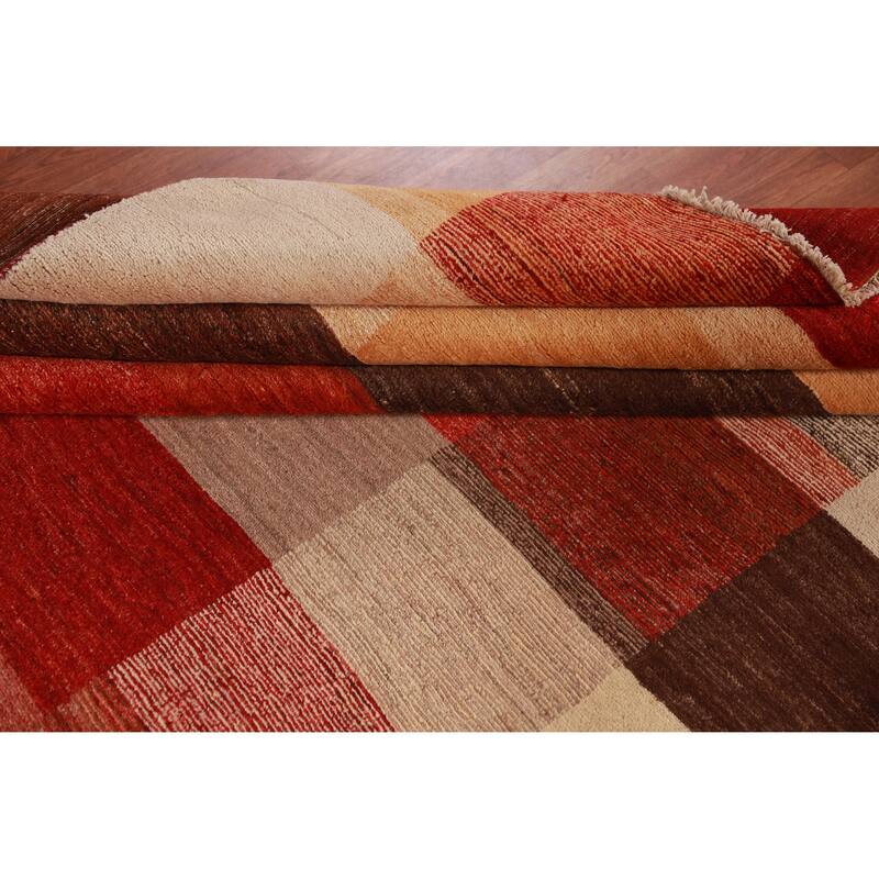 Modern Gabbeh Kashkoli Vegetable Dye Square Rug Handmade Wool Carpet - 10'10"x 11'2"