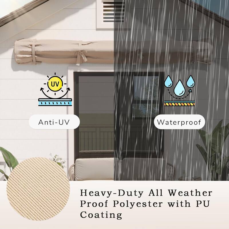 AECOJOY Manual Retractable Patio Awning Outdoor Sunshade Shelter (Cover Only)