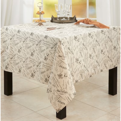 Printed Table Topper With Paris Design - 60"x60"