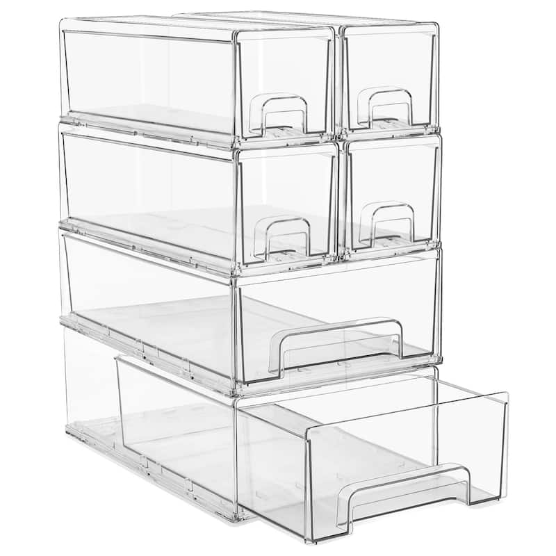 Sorbus Stackable Pull-Out Drawers, Clear Storage for Office, Home, Bathroom, Arts and Crafts and More - Medium/Small