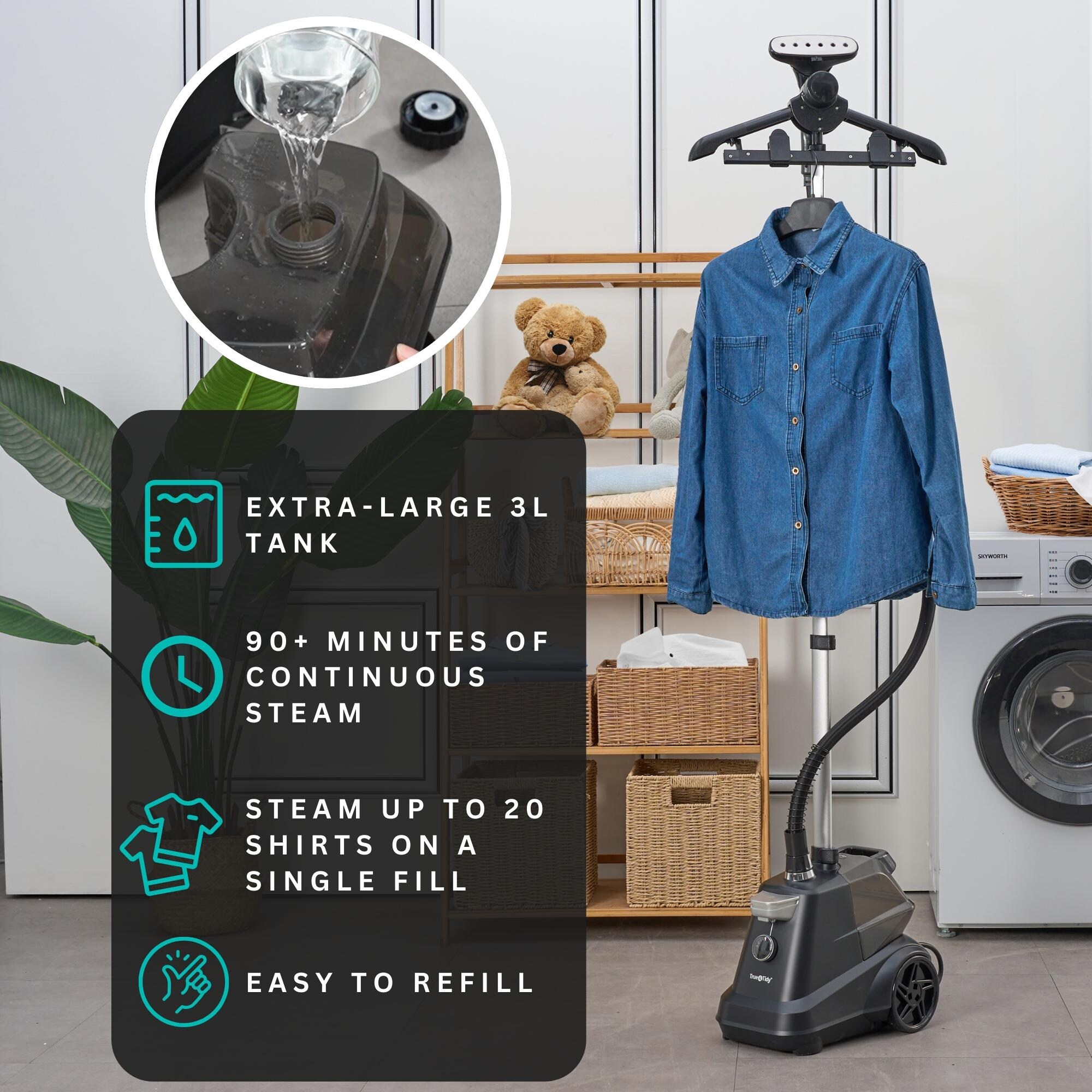 True & Tidy SX3 Heavy-Duty Industrial Garment Steamer with Foot