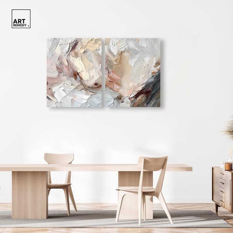 Running Horse Neutral I Canvas Set of 2 by Art Remedy, Gallery Wrapped