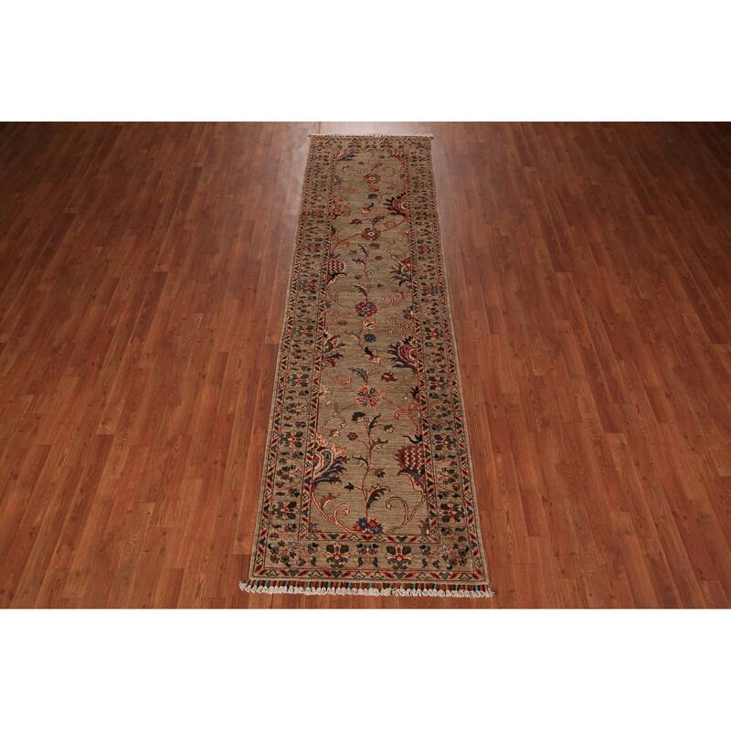 Vegetable Dye Ziegler Oriental Runner Rug Hand-Knotted Wool Carpet - 2'9" x 9'9"