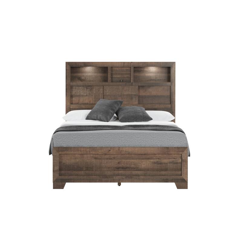 Modern Brown Full Bookcase Bed with Easy Assembly and Stylish Design
