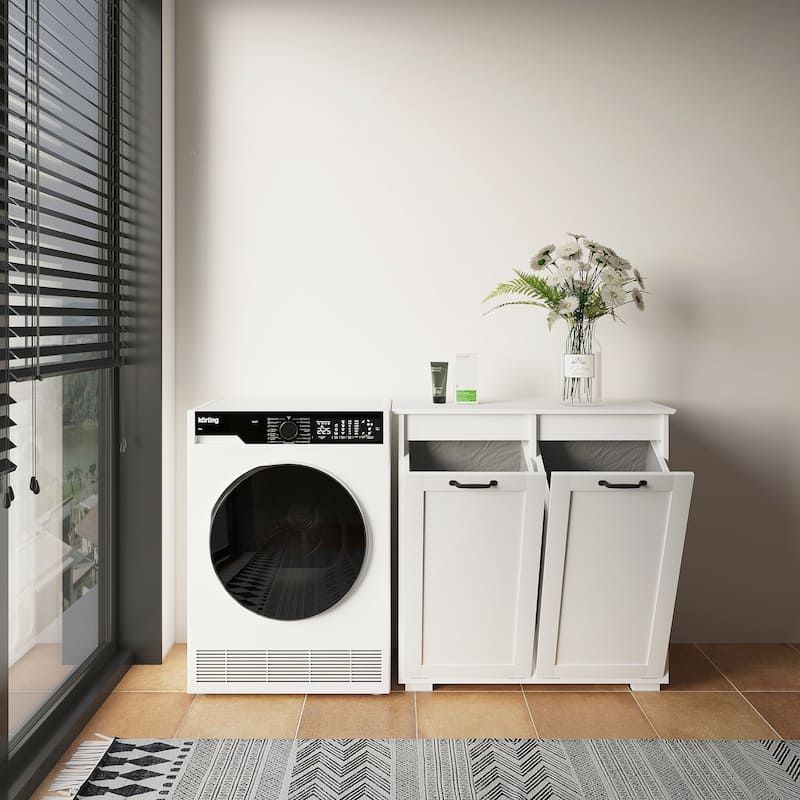 Versatile Freestanding Laundry Cabinet with Adjustable Shelves and Tilt-Out Hamper