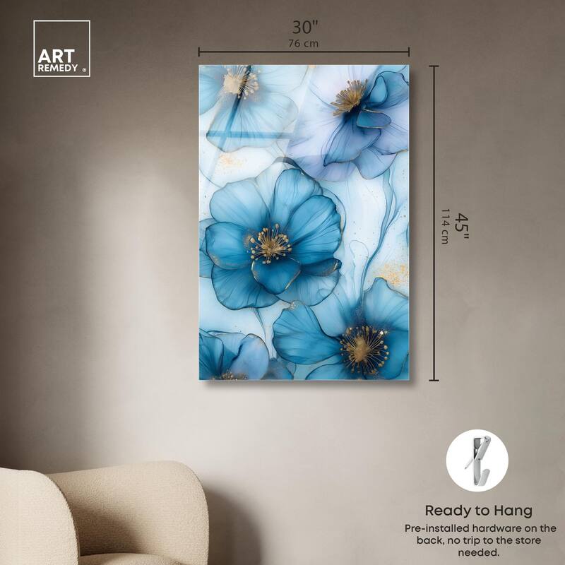 Gilded Cyanescence Acrylic by Art Remedy, Ready to Hang