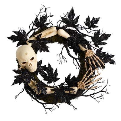 24" Halloween Skull and Bones Wreath - 24