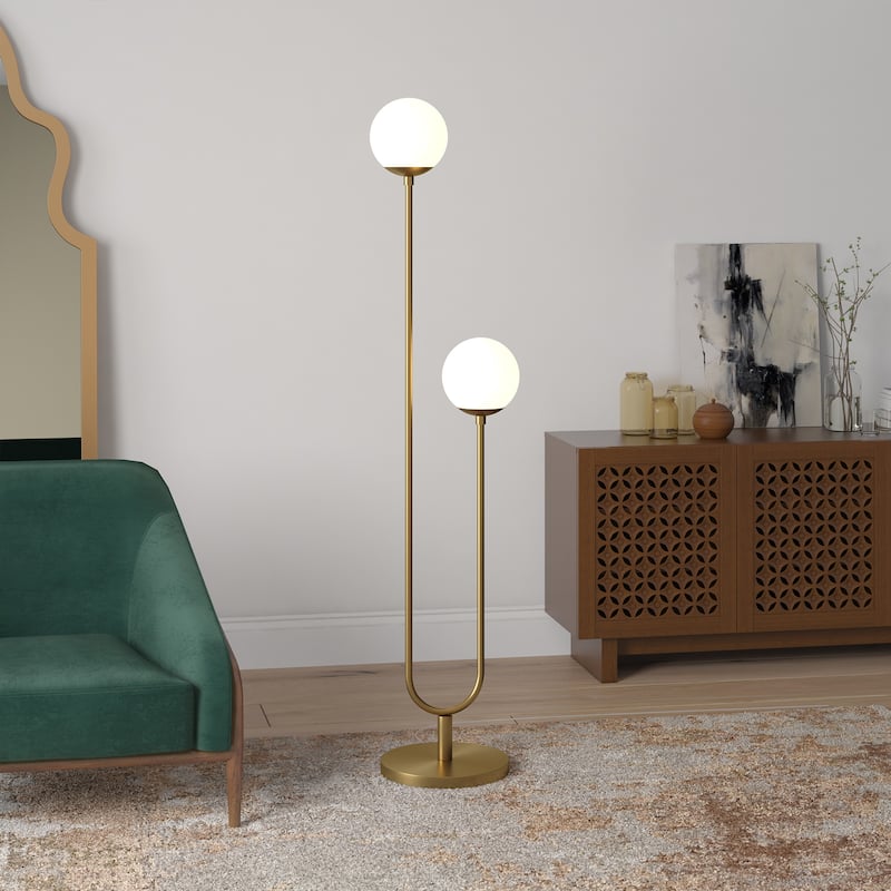 Dufrene 2-Light Floor Lamp with Glass Shades