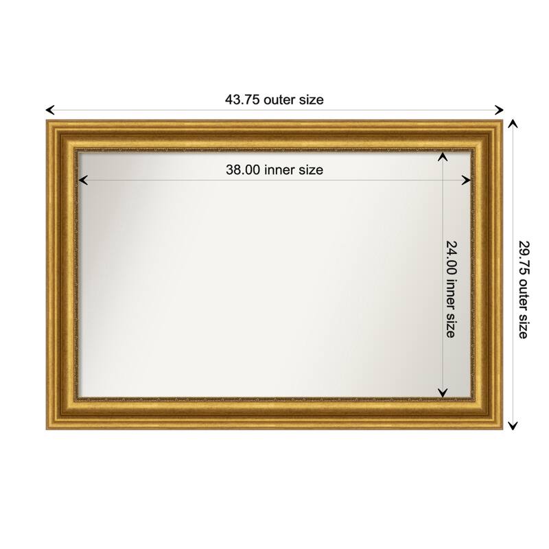 Parlor Gold Framed Non-Beveled Custom Wall Mirror, Bathroom Vanity Mirror - Outer Size: 43.75 x 29.75
