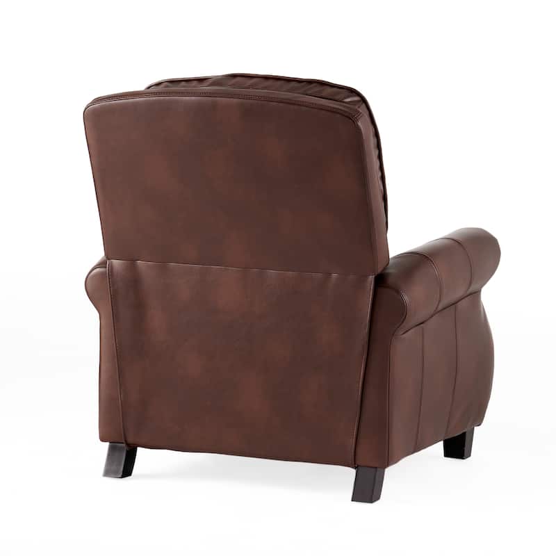 Roomfitters Push Back Recliner Chair, Classic Leather Recliner with Nailhead Trim for Living Room, Brown