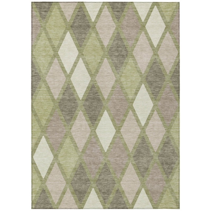 Machine Washable Indoor/ Outdoor Chantille Diamond Prism Rug