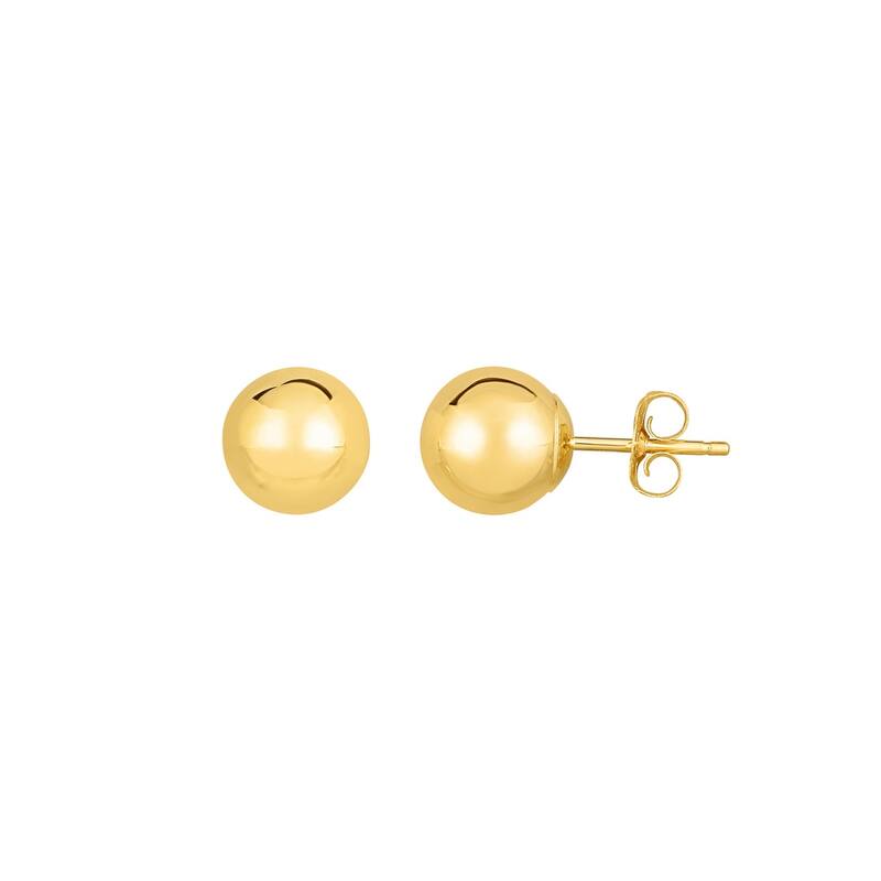 Curata 14k Yellow Gold 8.0mm Shiny Ball Post Earrings
