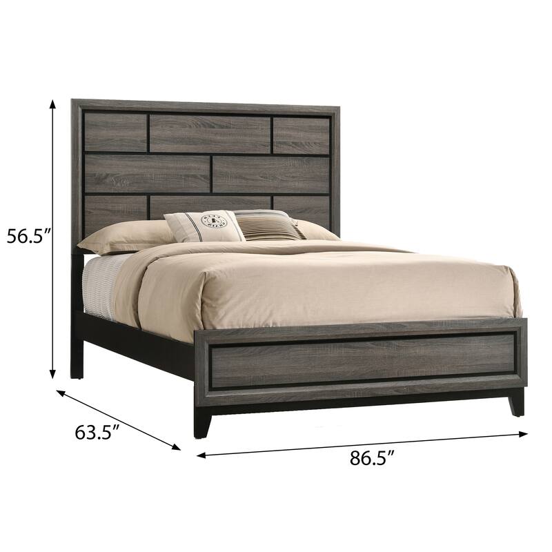 Vallendale Weathered Grey Queen Panel Bed with Tapered Leg