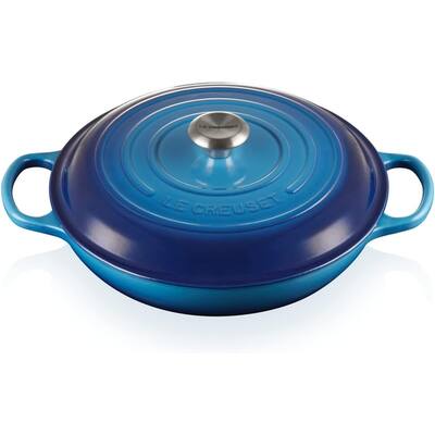 Le Creuset Enameled Signature Shallow Casserole Dish With Lid, 4 qt - Azure
