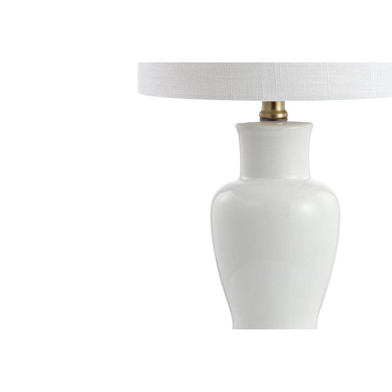 Xia 21" Ceramic/Iron Modern Classic LED Table Lamp, White by JONATHAN Y
