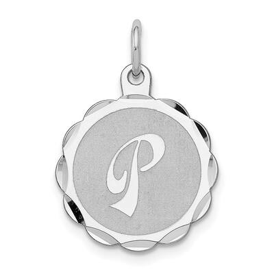 925 Sterling Silver Brocaded Initial Letter P Pendant