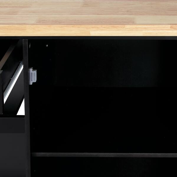 Shop Belleze Wood Top Multi Storage Cabinet Rolling Kitchen Island