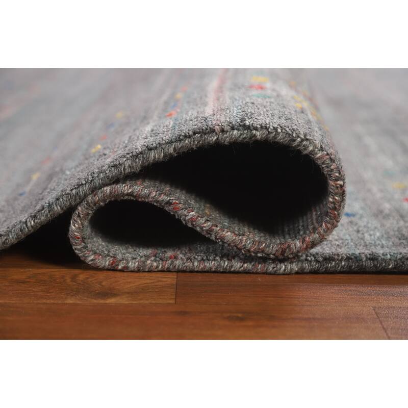 Hand Knotted Oriental 100% Wool Carpet Tribal Tribal Greys & Charcoal Gabbeh Area Rug - 8' 1'' X 8' 2''