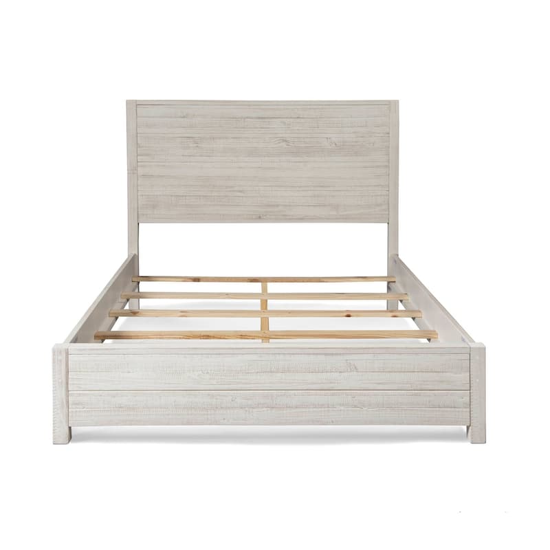 Grain Wood Furniture Montauk Distressed Solid Wood Panel Bed - Rustic Off-White - Full
