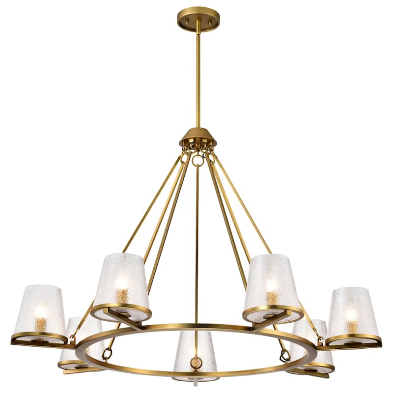 Valentine 7 Light Chandelier Vintage Brass Finish Hammered Glass - Vintage Brass