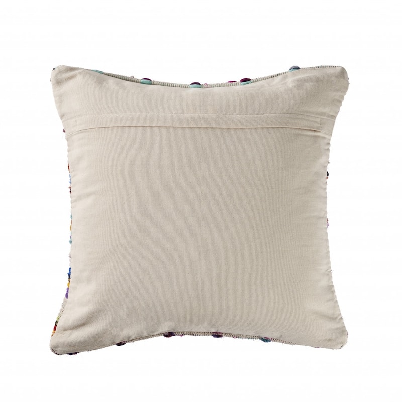 HomeRoots 20" X 20" Beige Red Green Blue Yellow Orange And Pink 100% Cotton Geometric Zippered Pillow