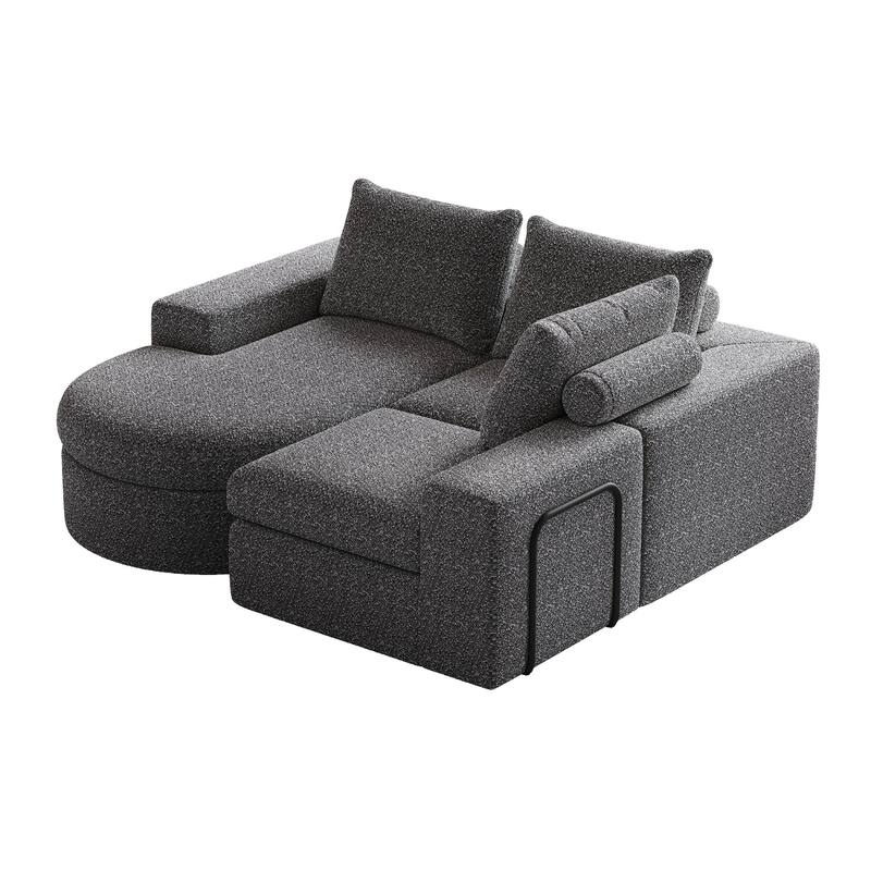 99-Inch Chenille Cloud Curved Sectional Sofa with Chaise, L-Shaped Modern Boneless Couch with Deep Seats,Sectional Sofa