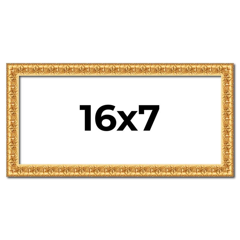 16x7 Frame Gold Real Wood Picture Frame Width 1 inches | Interior