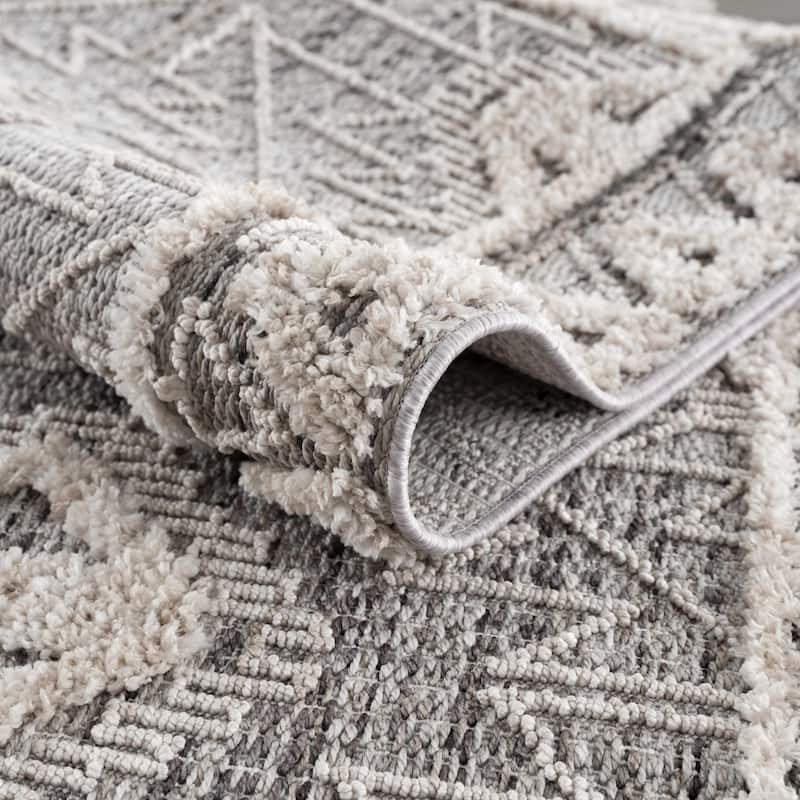 Hauteloom Agoo Hallway, Kitchen Runner Rug - Charcoal, Cream, Peach - 2'7" x 7'3"
