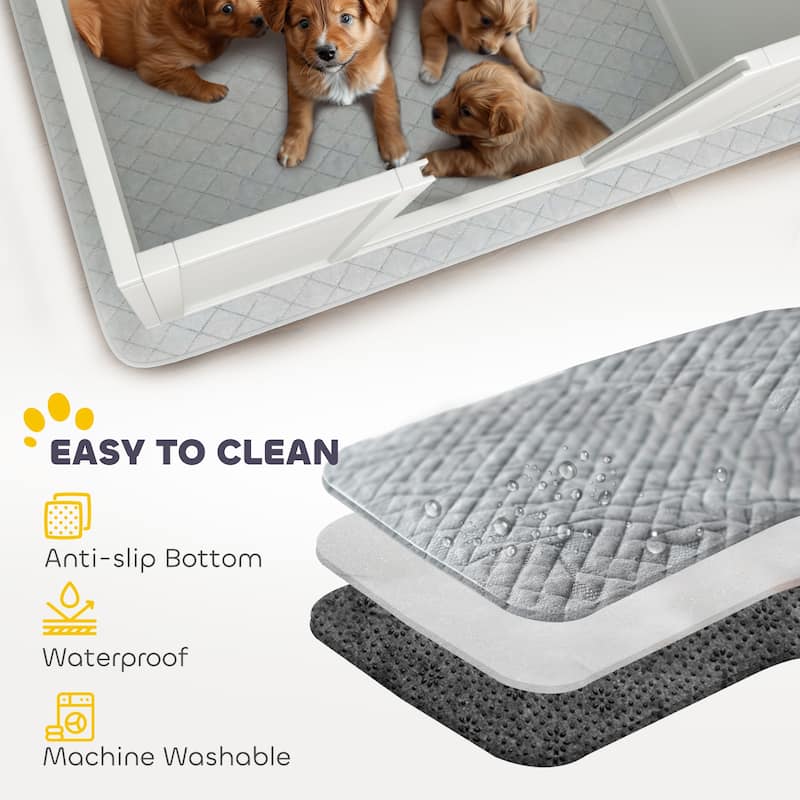 PawHut Whelping Box for Dogs and Puppies, Dog Whelping Box with Waterproof Pee Pad, Adjustable Height Door, 49" x 47" x 19"
