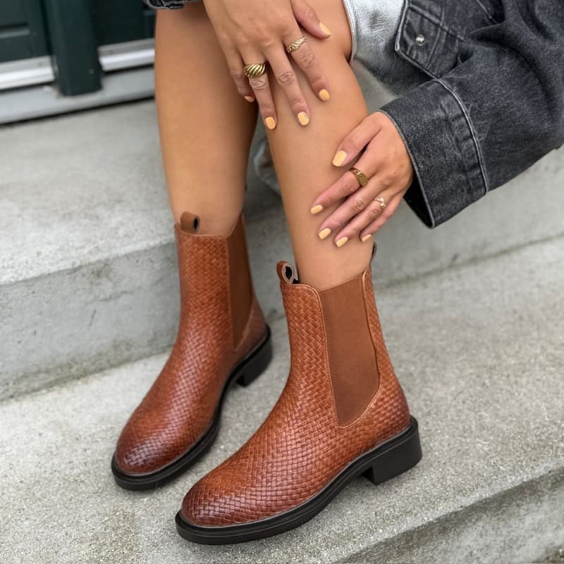 Copenhagen Basketweave Leather Chelsea Boot