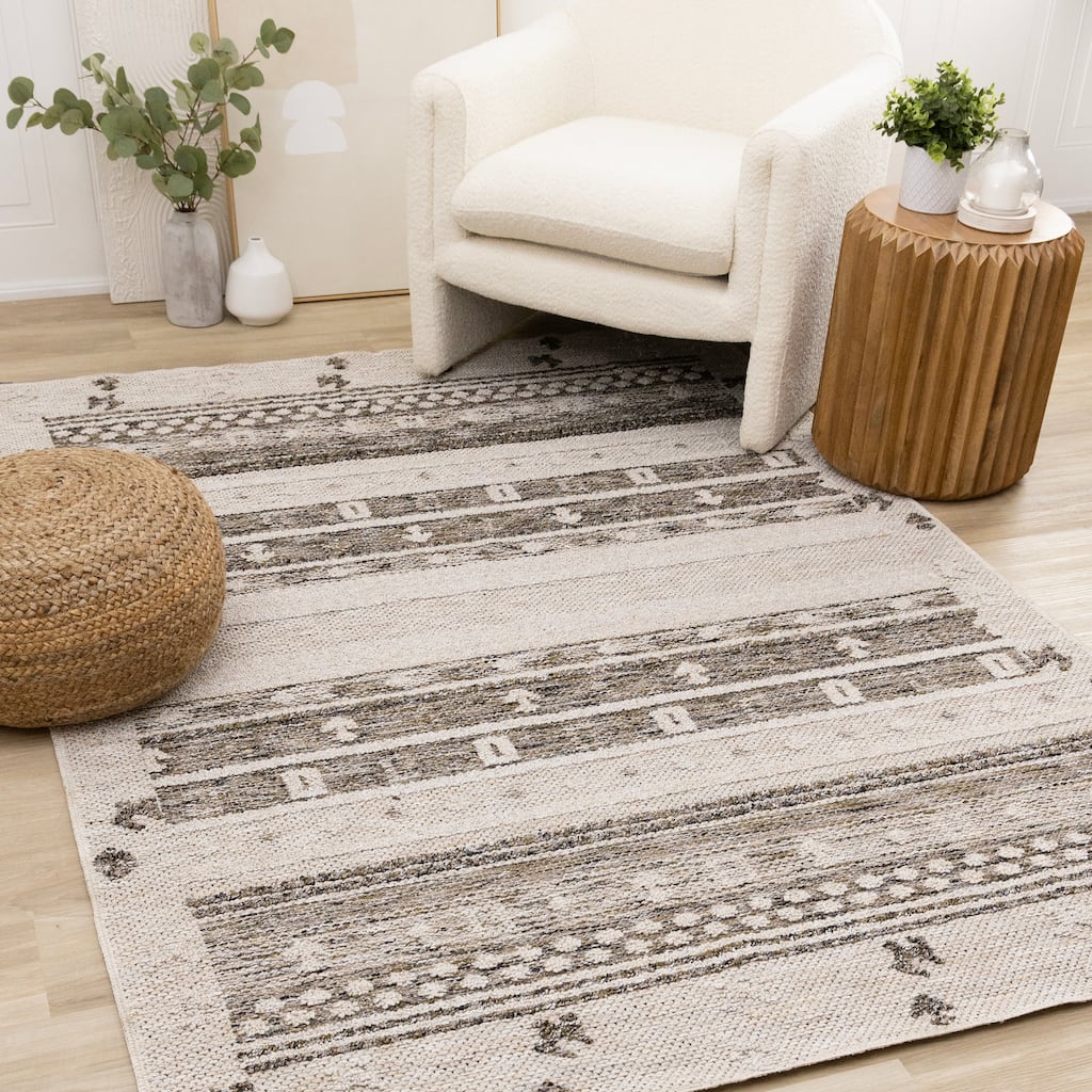 Alta Collection - Cream Grey Textured Area Rug