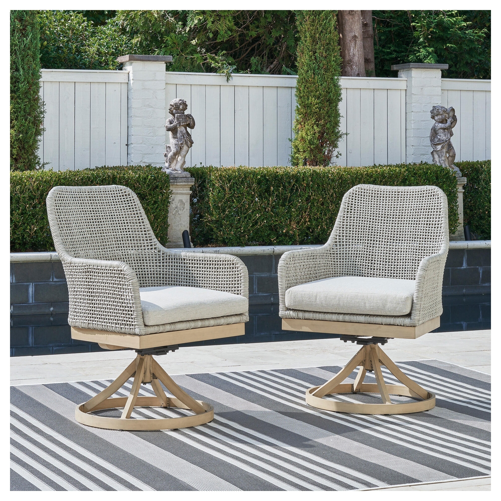 Signature Design by Ashley Seton Creek Outdoor Swivel Dining Chair (Set of 2) - 25.38" W x 25.75" D x 35.75" H
