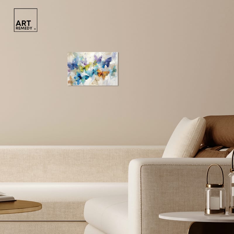 Art Remedy Fluttering Butterflies Gallery Wrapped Butterfly 1 Piece Canvas Wall Art