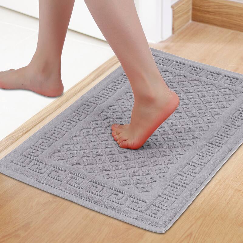 Cotton Bath Mat, Soft Bathroom Rug Absorbent Floor Towel Mats for Hotel Spa Bathtub - Grey