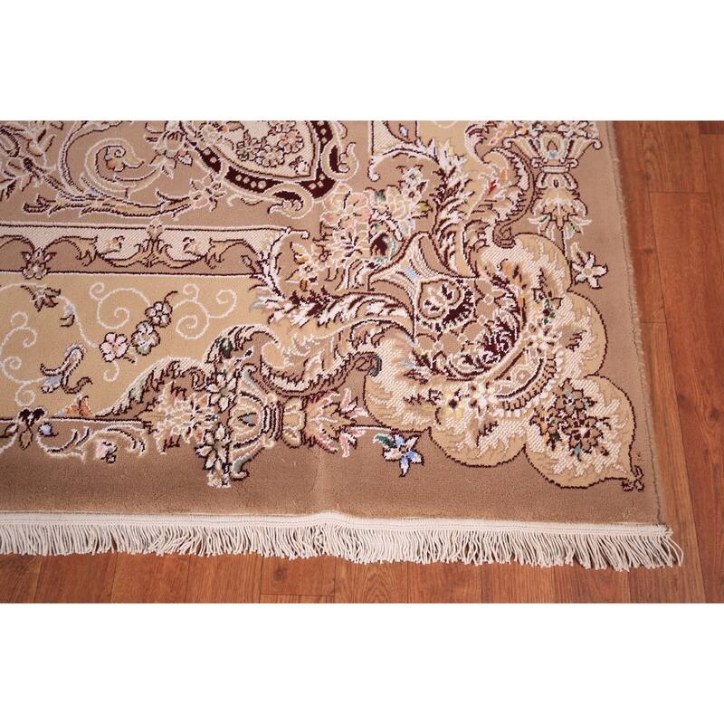 Victorian Style Kashan Turkish Area Rug Machine Made Brown Carpet - 8'0" x 11'5"