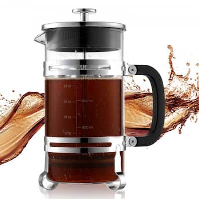 Large 34oz Glass French Press with Stainless Steel Filter - 6.69 x 4.13 x 8.46 inch