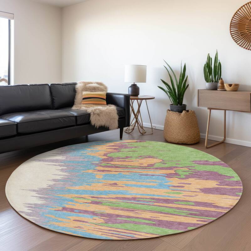 Premium Washable Super Soft Modern Ombre Mayfield Rug - Peach - 8' x 8'