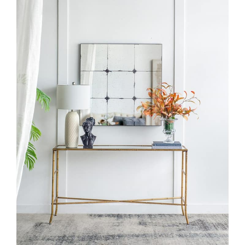 Antique-Style Glass Panel Wall Mirror - 35.75"