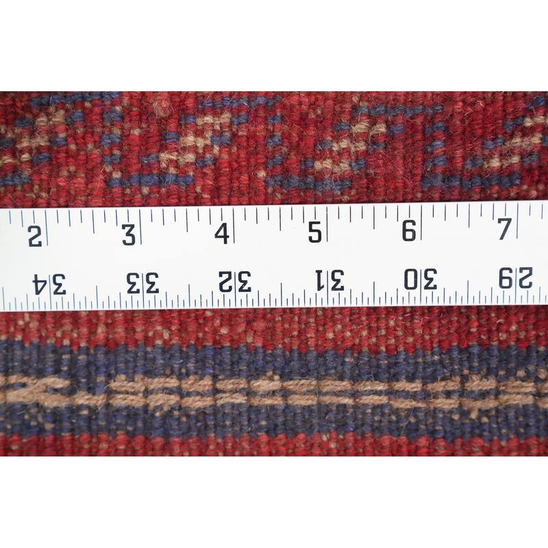 Hand Knotted Oriental 100% Wool Carpet Traditional Tribal Navy Blue & Blues Balouch Runner Rug - 7' 10'' X 1' 11''