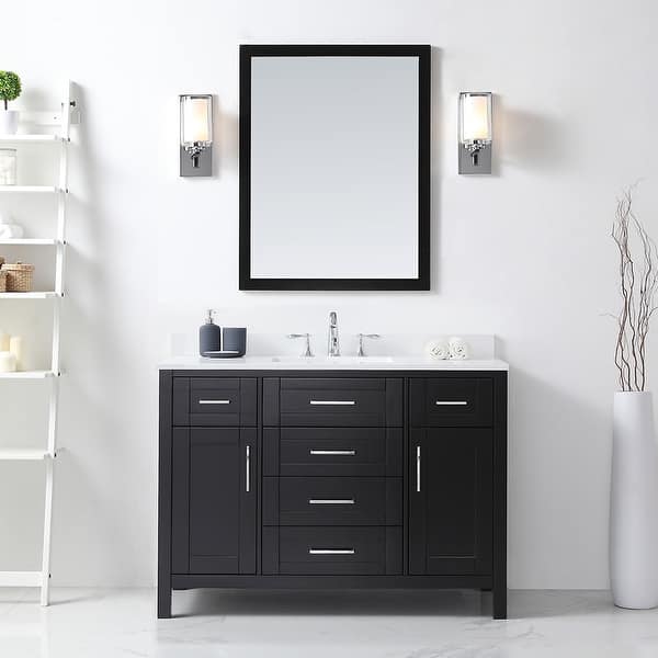 slide 2 of 18, Tahoe 48in. Vanity in Espresso with White Cultured Top and Mirror
