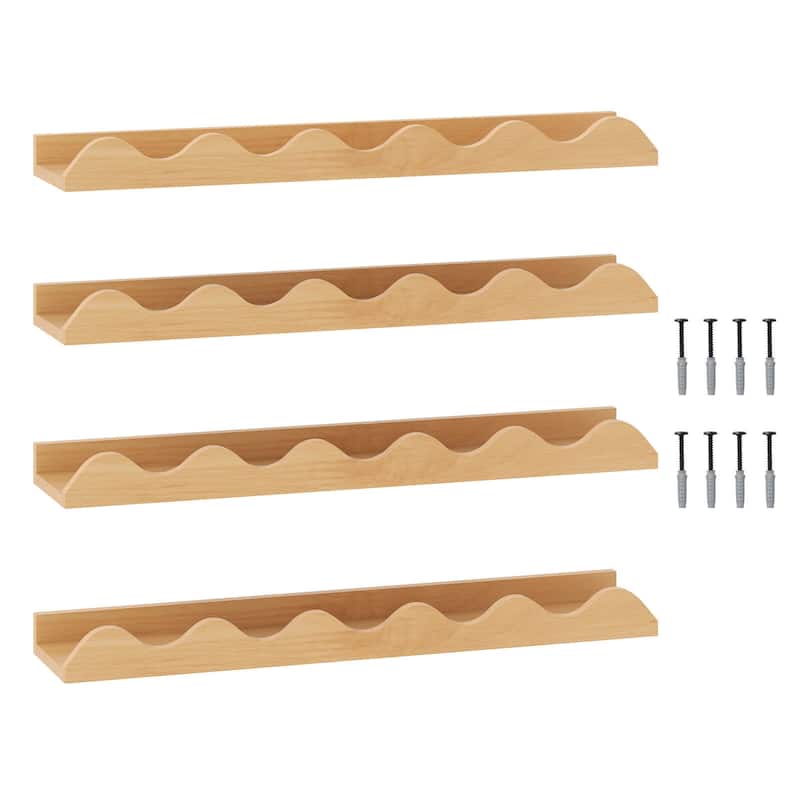 Costway Kids Bookshelf Set of 4 with Fir Wood Structure & Wavy - See Details