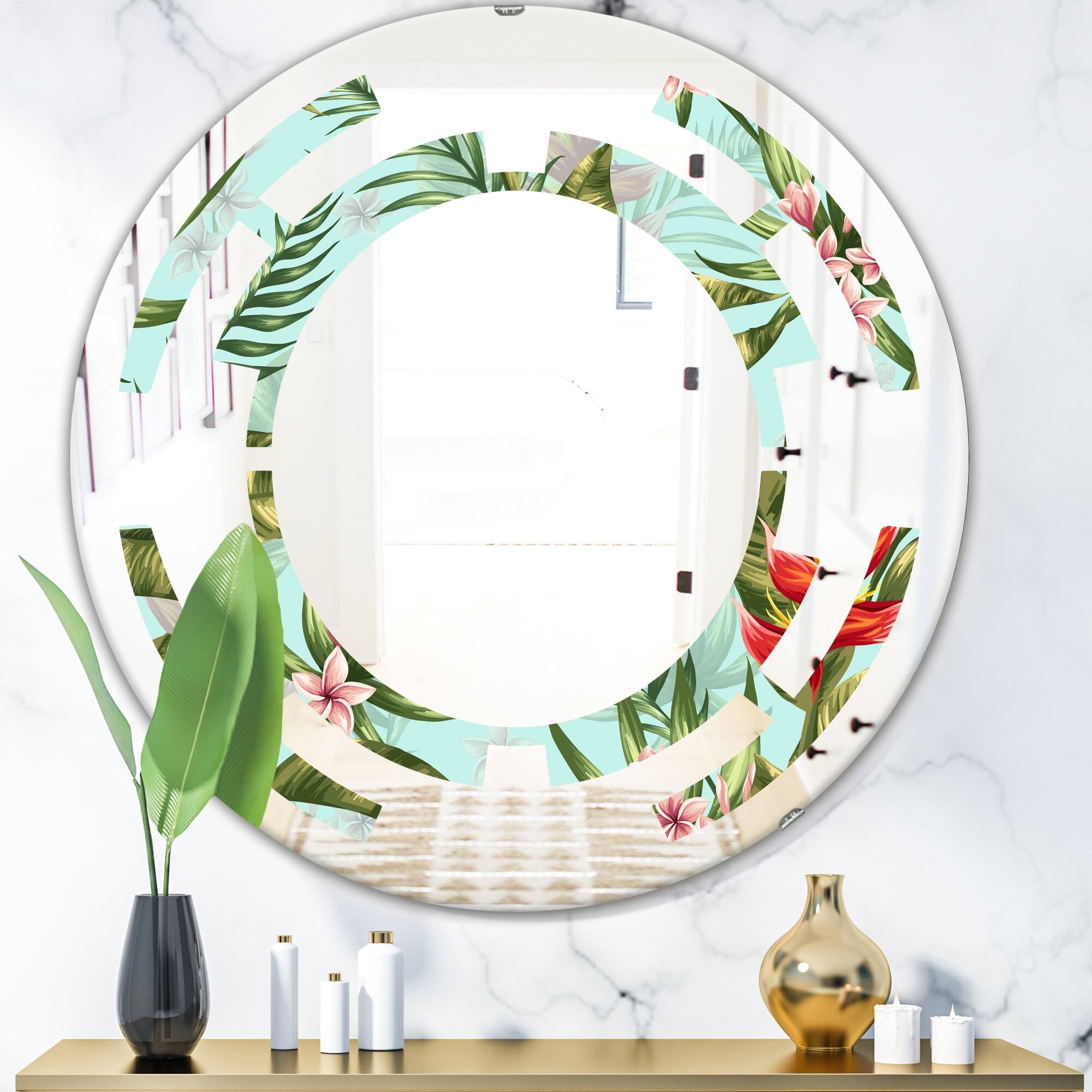Designart 'Tropical Foliage II' Printed Modern Round or Oval Wall ...