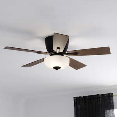 Lisbon 42-in. Flush Mount Hugger Ceiling Fan with LED Light Kit and Pull Chain