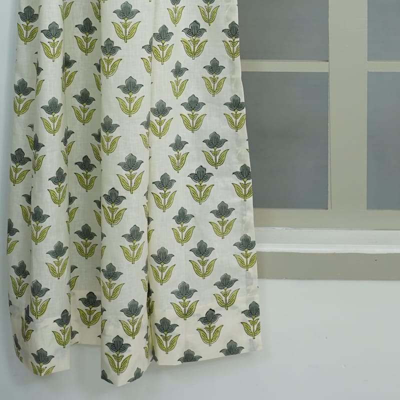 Fabdivine Handmade Block Print Viscose Linen Gift Home Decorative Accent Vintage Curtain or Drape